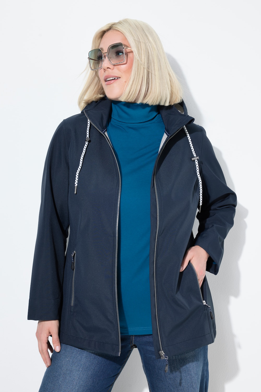Große Größen HYPRAR Softshelljacke, Damen, blau, Größe: 62/64, Polyester, Ulla Popken von Ulla Popken