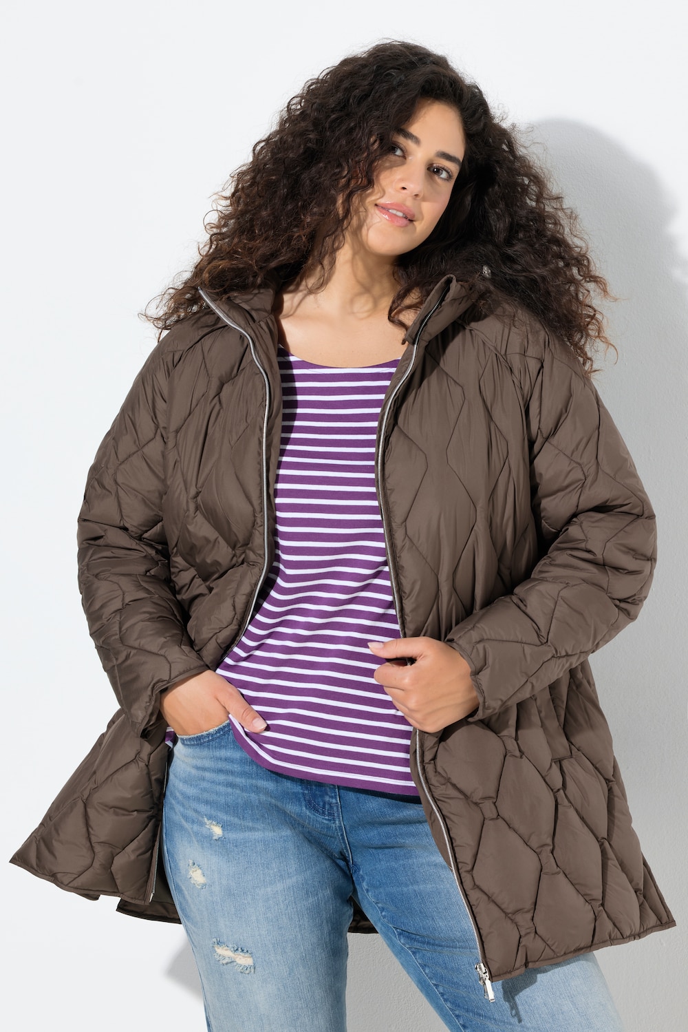 Große Größen HYPRAR Steppjacke, Damen, braun, Größe: 46/48, Polyester, Ulla Popken von Ulla Popken