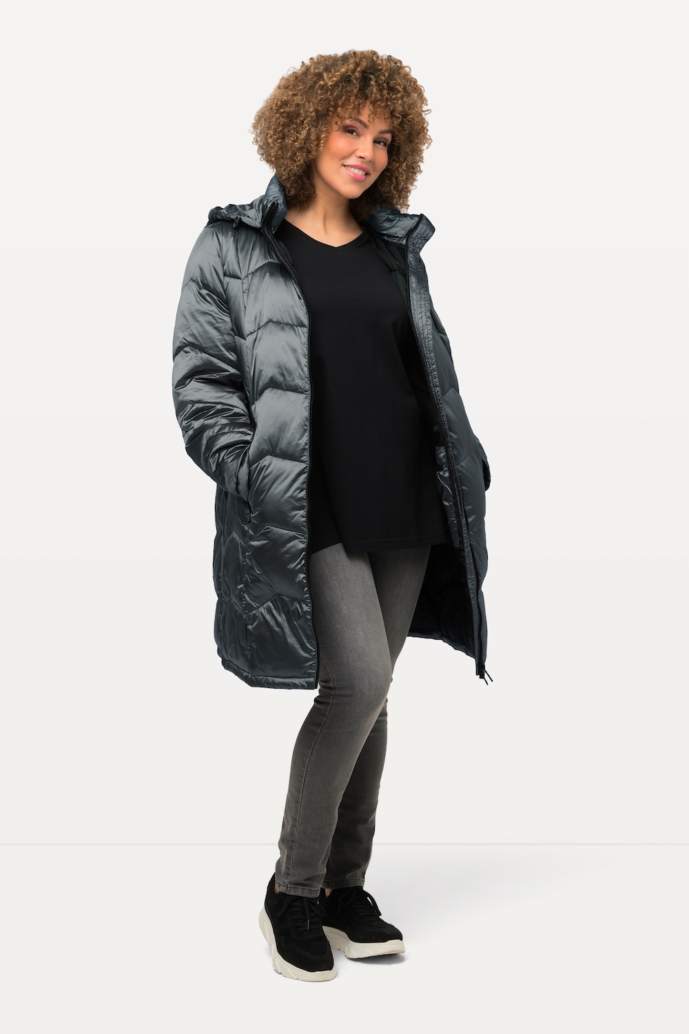 Große Größen HYPRAR Steppjacke, Damen, grau, Größe: 50/52, Polyester/Synthetische Fasern, Ulla Popken von Ulla Popken