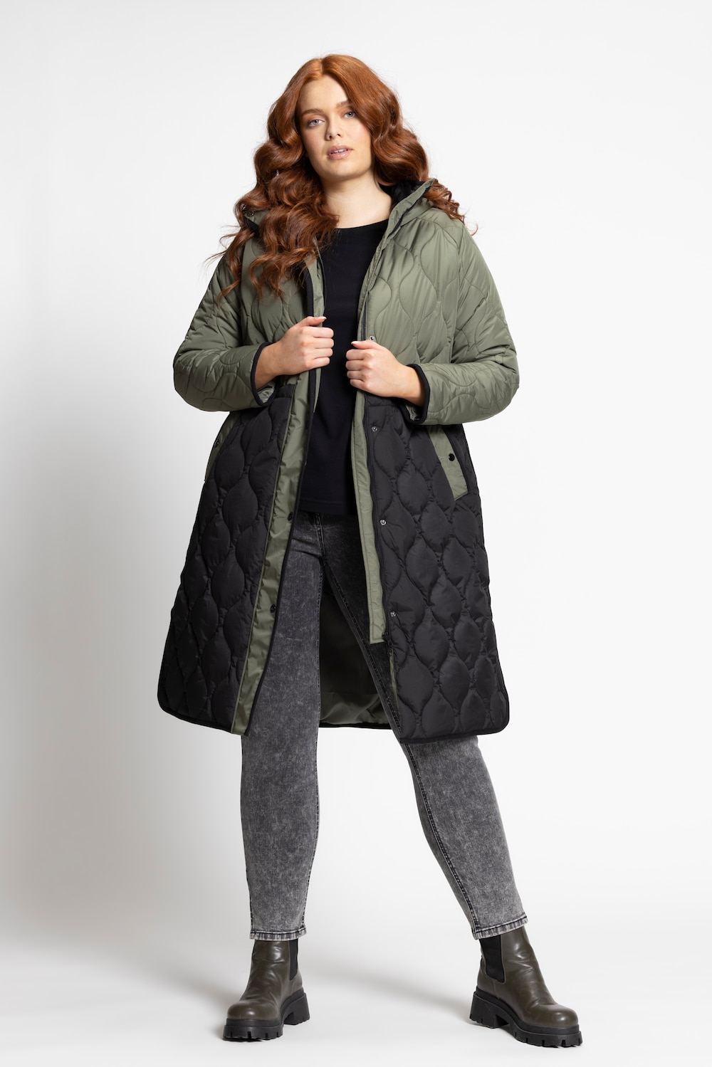 Große Größen HYPRAR Steppmantel, Damen, grün, Größe: 50/52, Polyester, Ulla Popken von Ulla Popken