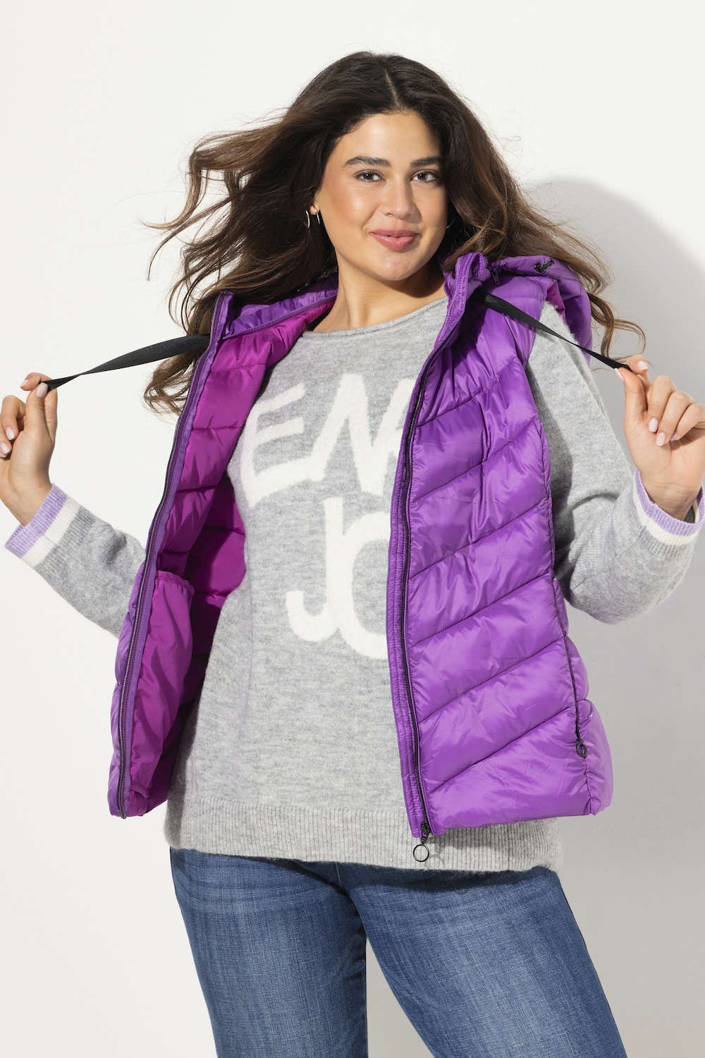 Große Größen HYPRAR Steppweste, Damen, lila, Größe: 50/52, Polyester, Ulla Popken von Ulla Popken