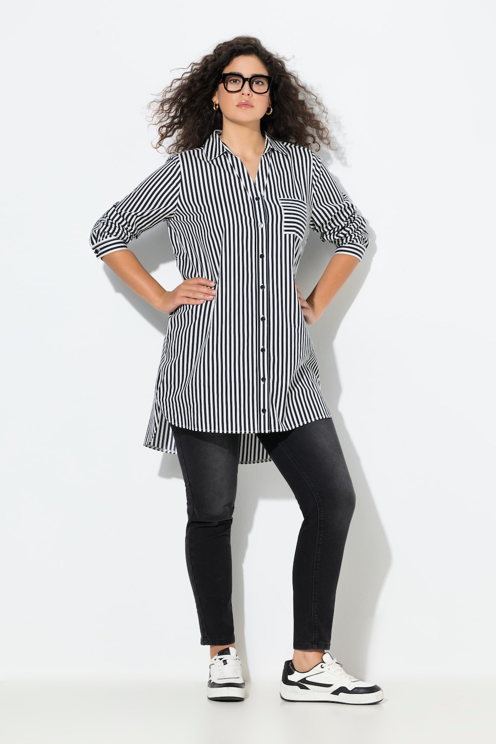 Große Größen Hemdbluse, Damen, blau, Größe: 46/48, Baumwolle, Ulla Popken von Ulla Popken