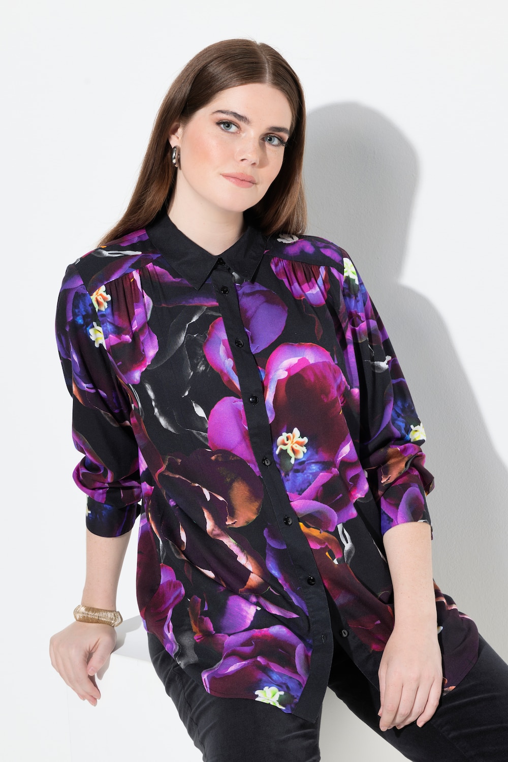Große Größen Hemdbluse, Damen, lila, Größe: 58/60, Viskose, Ulla Popken von Ulla Popken
