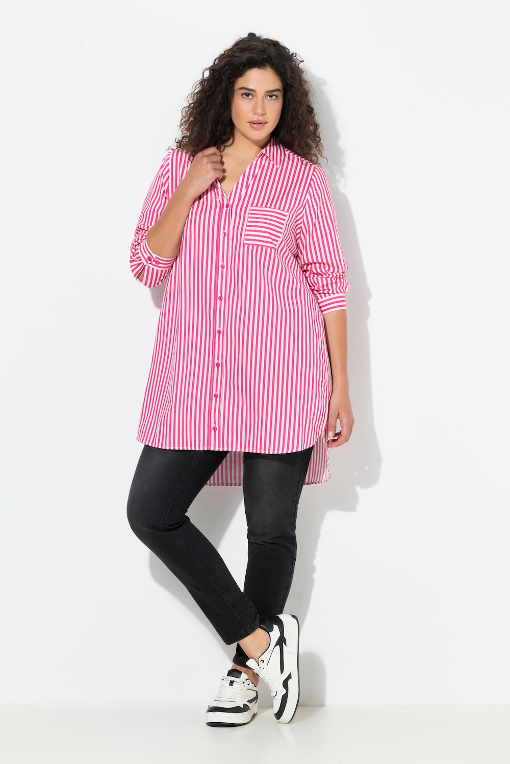 Große Größen Hemdbluse, Damen, rosa, Größe: 54/56, Baumwolle, Ulla Popken von Ulla Popken