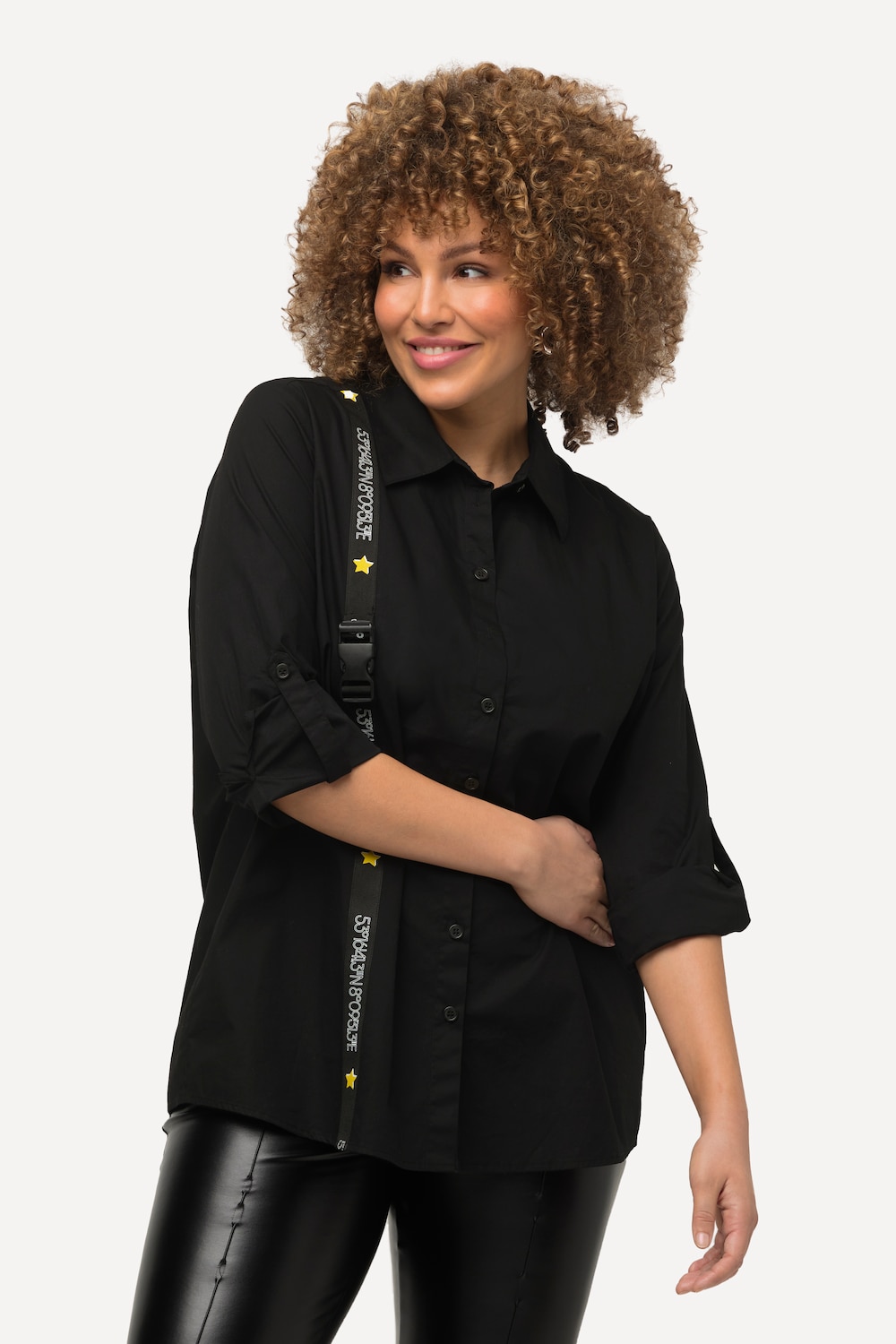 Große Größen Hemdbluse, Damen, schwarz, Größe: 46/48, Baumwolle, Ulla Popken von Ulla Popken