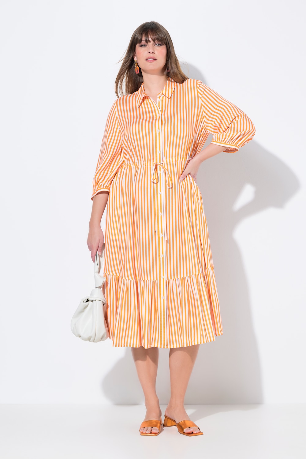 Große Größen Hemdblusenkleid, Damen, orange, Größe: 50/52, Viskose, Ulla Popken von Ulla Popken