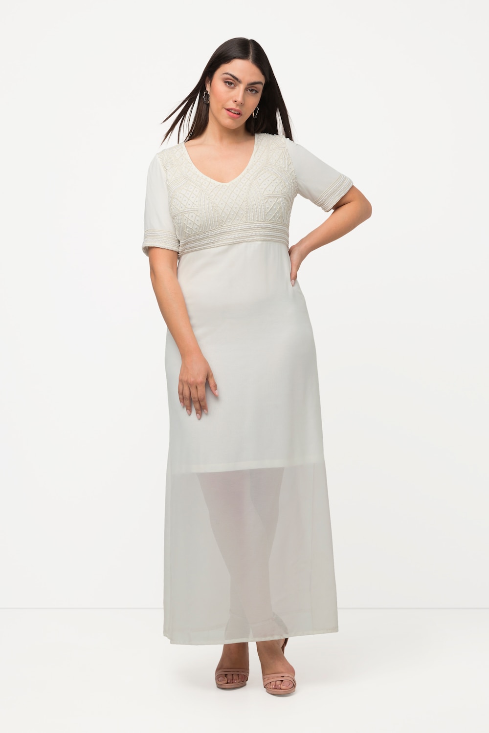 Große Größen Hochzeitskleid, Damen, beige, Größe: 44, Polyester/Viskose, Ulla Popken von Ulla Popken