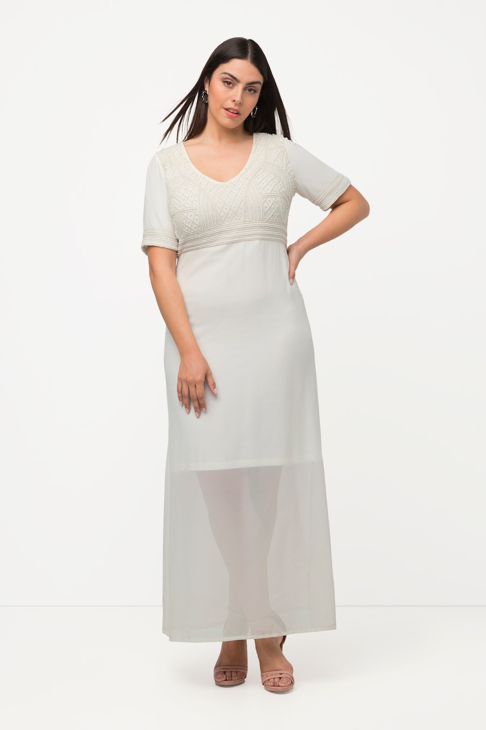 Große Größen Hochzeitskleid, Damen, beige, Größe: 48, Polyester/Viskose, Ulla Popken von Ulla Popken