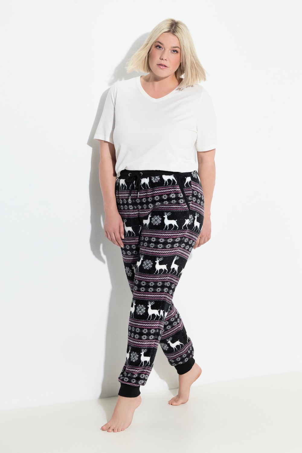 Große Größen Homewear-Hose, Damen, schwarz, Größe: 50/52, Polyester, Ulla Popken von Ulla Popken