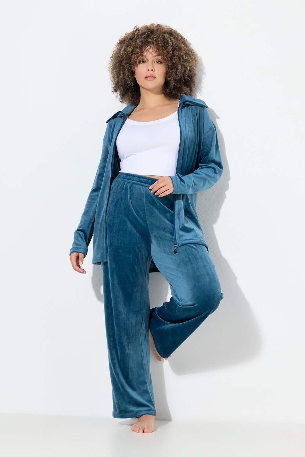 Große Größen Homewear-Hose, Damen, türkis, Größe: 42/44, Polyester, Ulla Popken von Ulla Popken