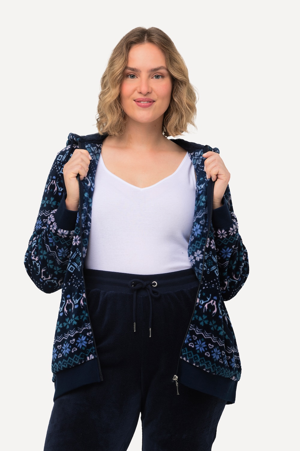Große Größen Homewear-Jacke, Damen, blau, Größe: 50/52, Ulla Popken von Ulla Popken