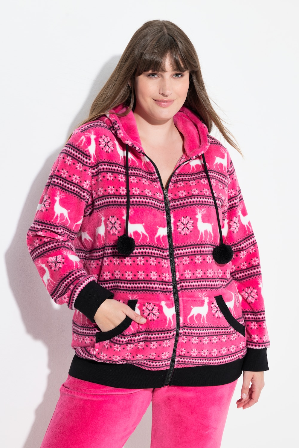 Große Größen Homewear-Jacke, Damen, rosa, Größe: 54/56, Polyester, Ulla Popken von Ulla Popken