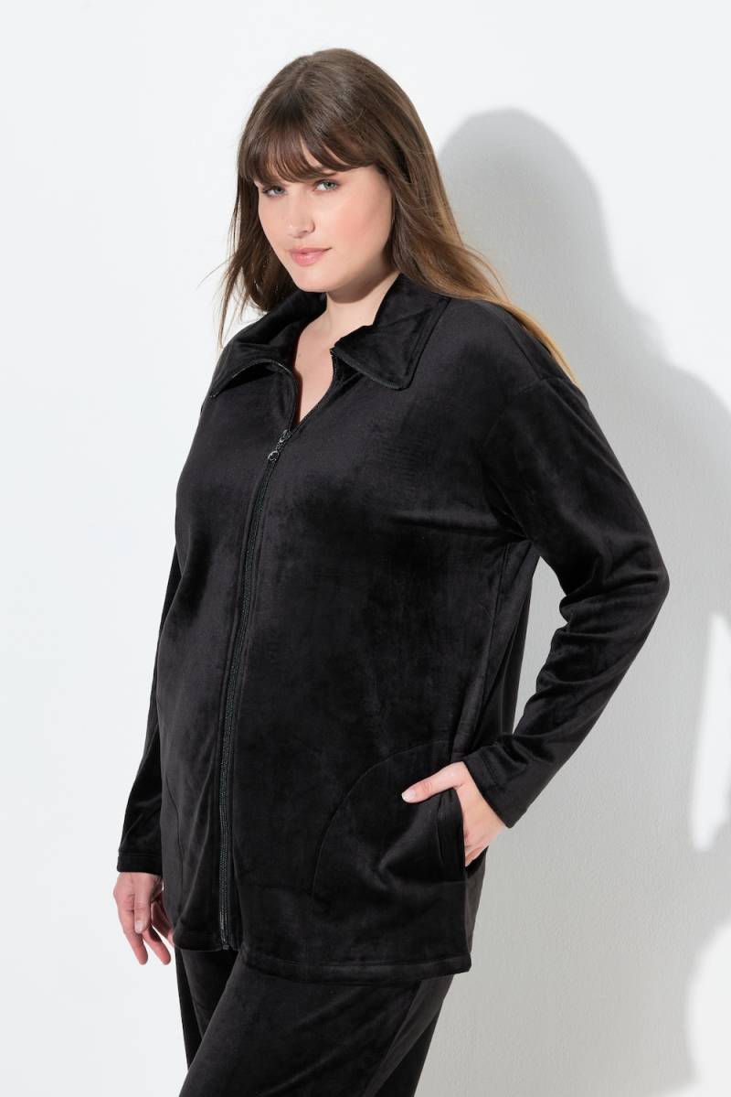 Große Größen Homewear-Jacke, Damen, schwarz, Größe: 42/44, Polyester, Ulla Popken von Ulla Popken