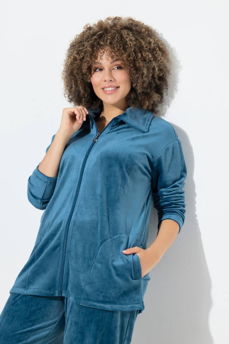 Große Größen Homewear-Jacke, Damen, türkis, Größe: 46/48, Polyester, Ulla Popken von Ulla Popken