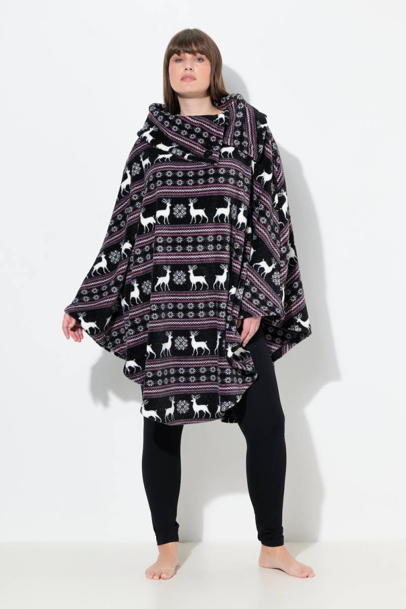 Große Größen Homewear-Poncho, Damen, schwarz, Größe: I, Polyester, Ulla Popken von Ulla Popken