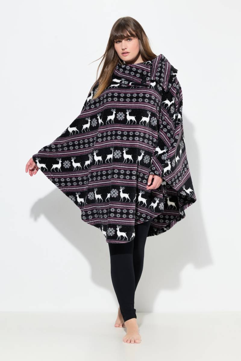 Große Größen Homewear-Poncho, Damen, schwarz, Größe: II, Polyester, Ulla Popken von Ulla Popken