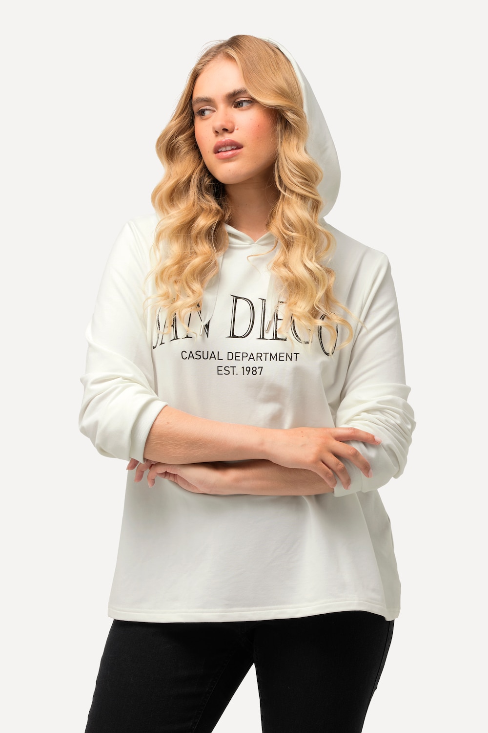 Große Größen Hoodie, Damen, beige, Größe: 46/48, Polyester/Viskose, Ulla Popken von Ulla Popken
