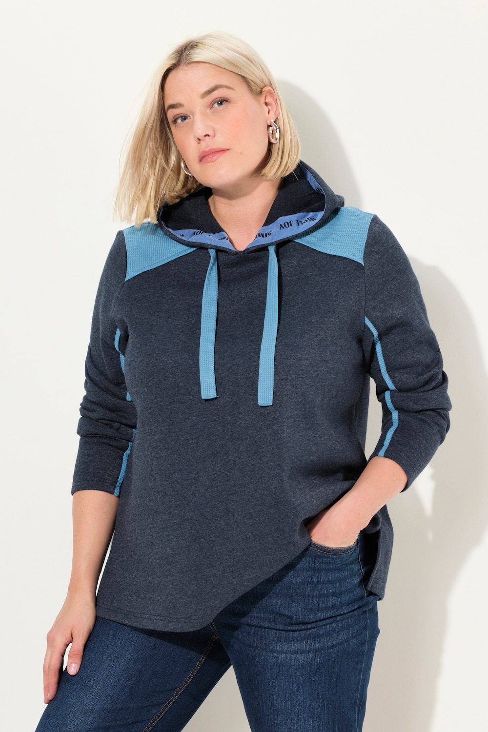 Große Größen Hoodie, Damen, blau, Größe: 42/44, Polyester/Baumwolle, Ulla Popken von Ulla Popken