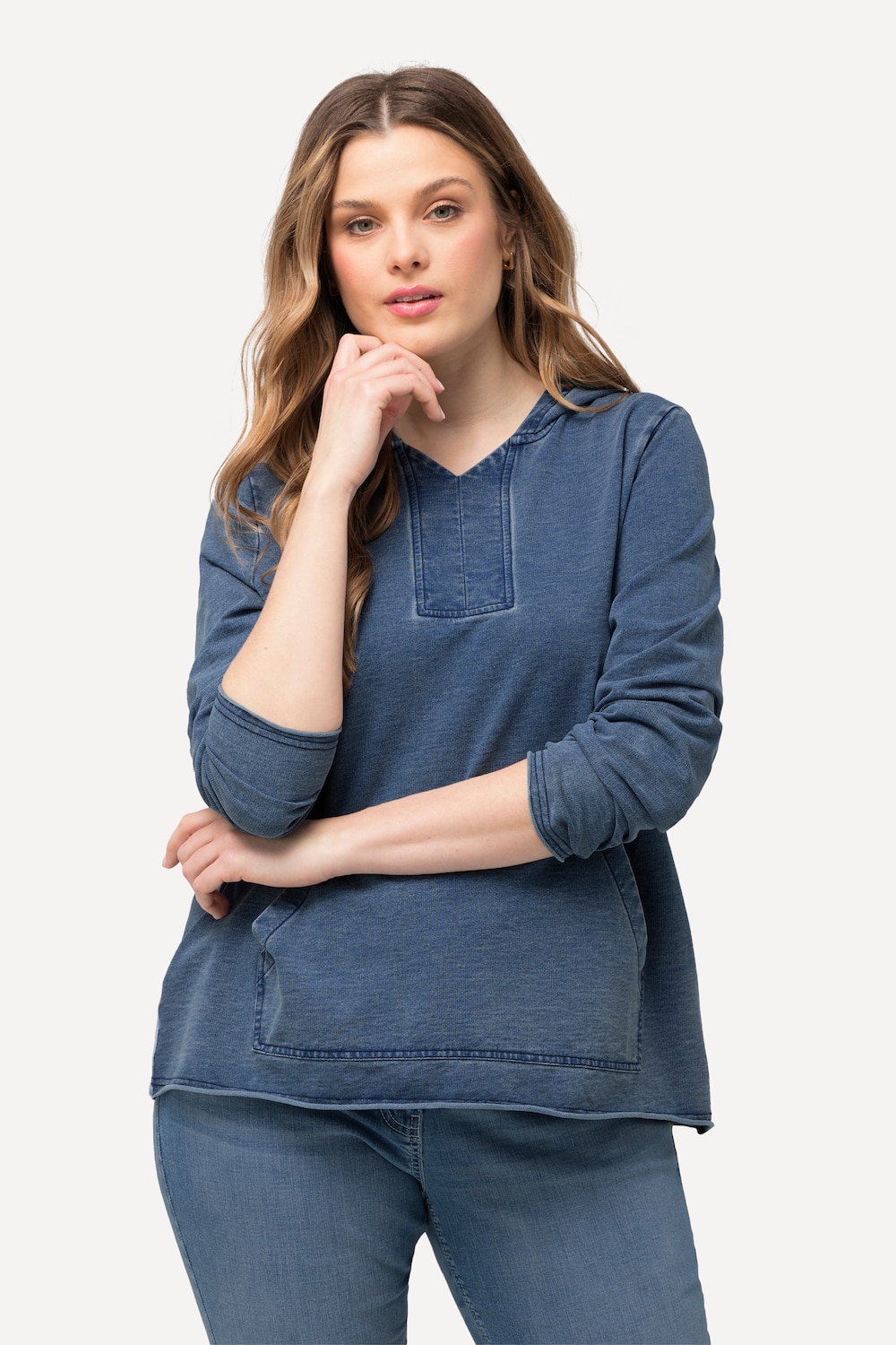 Große Größen Hoodie, Damen, blau, Größe: 50/52, Baumwolle, Ulla Popken von Ulla Popken
