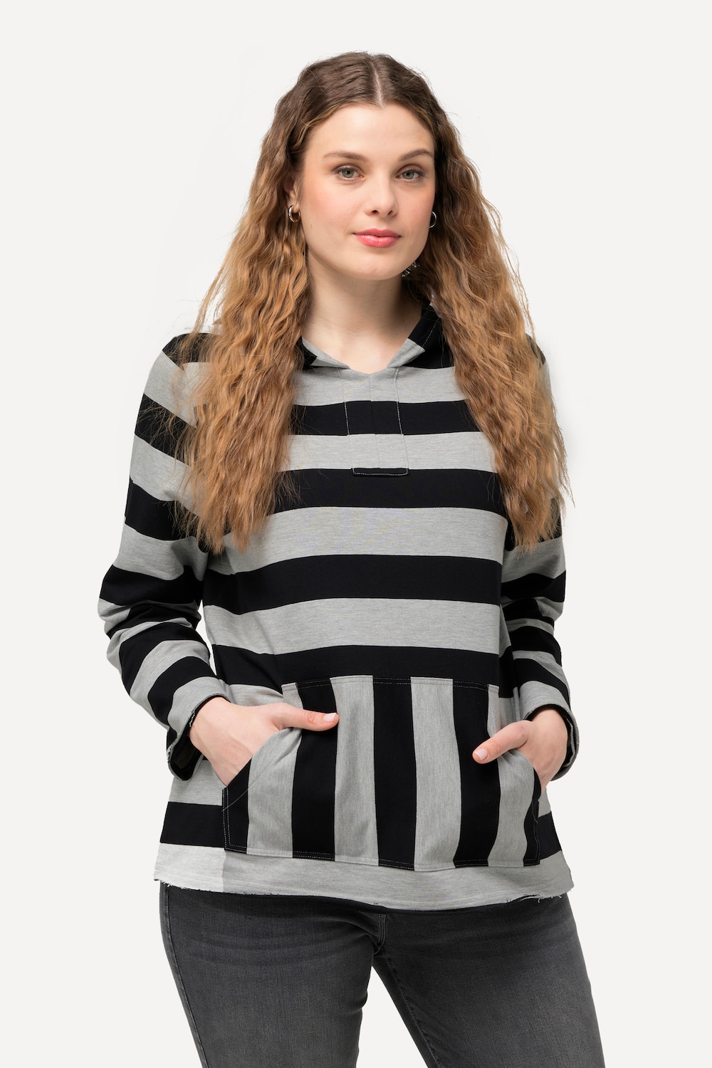 Große Größen Hoodie, Damen, schwarz, Größe: 42/44, Baumwolle, Ulla Popken von Ulla Popken