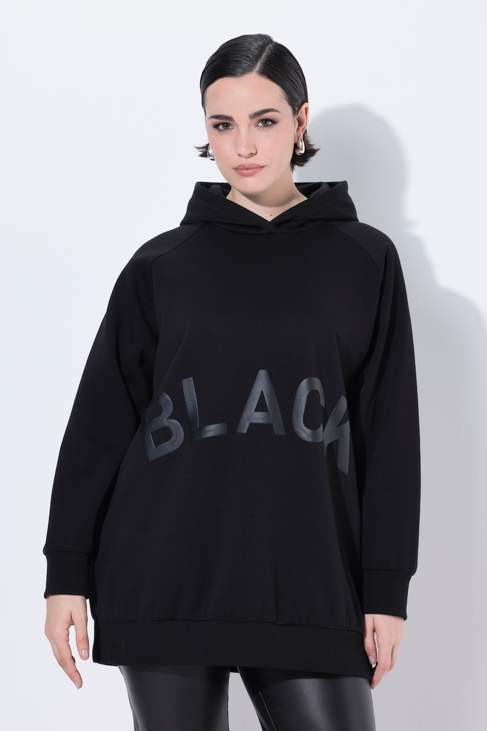 Große Größen Hoodie, Damen, schwarz, Größe: 46/48, Polyester/Baumwolle, Ulla Popken von Ulla Popken