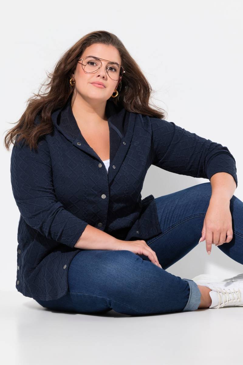 Große Größen Hoodie-Jacke, Damen, blau, Größe: 42/44, Polyester/Viskose, Ulla Popken von Ulla Popken