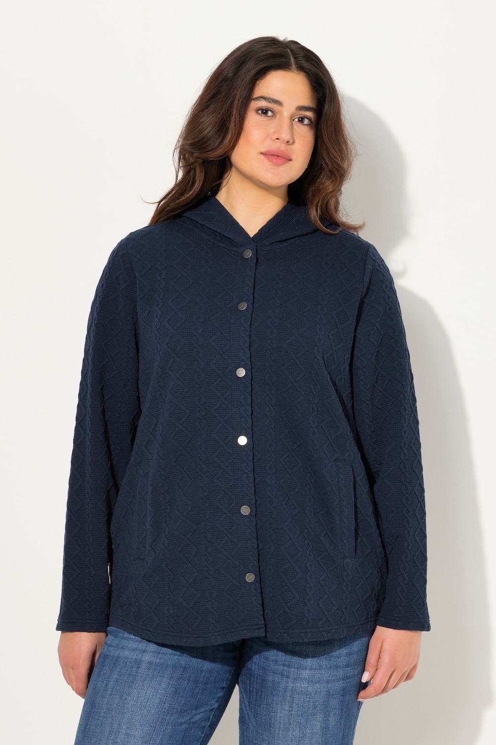 Große Größen Hoodie-Jacke, Damen, blau, Größe: 42/44, Polyester/Viskose, Ulla Popken von Ulla Popken