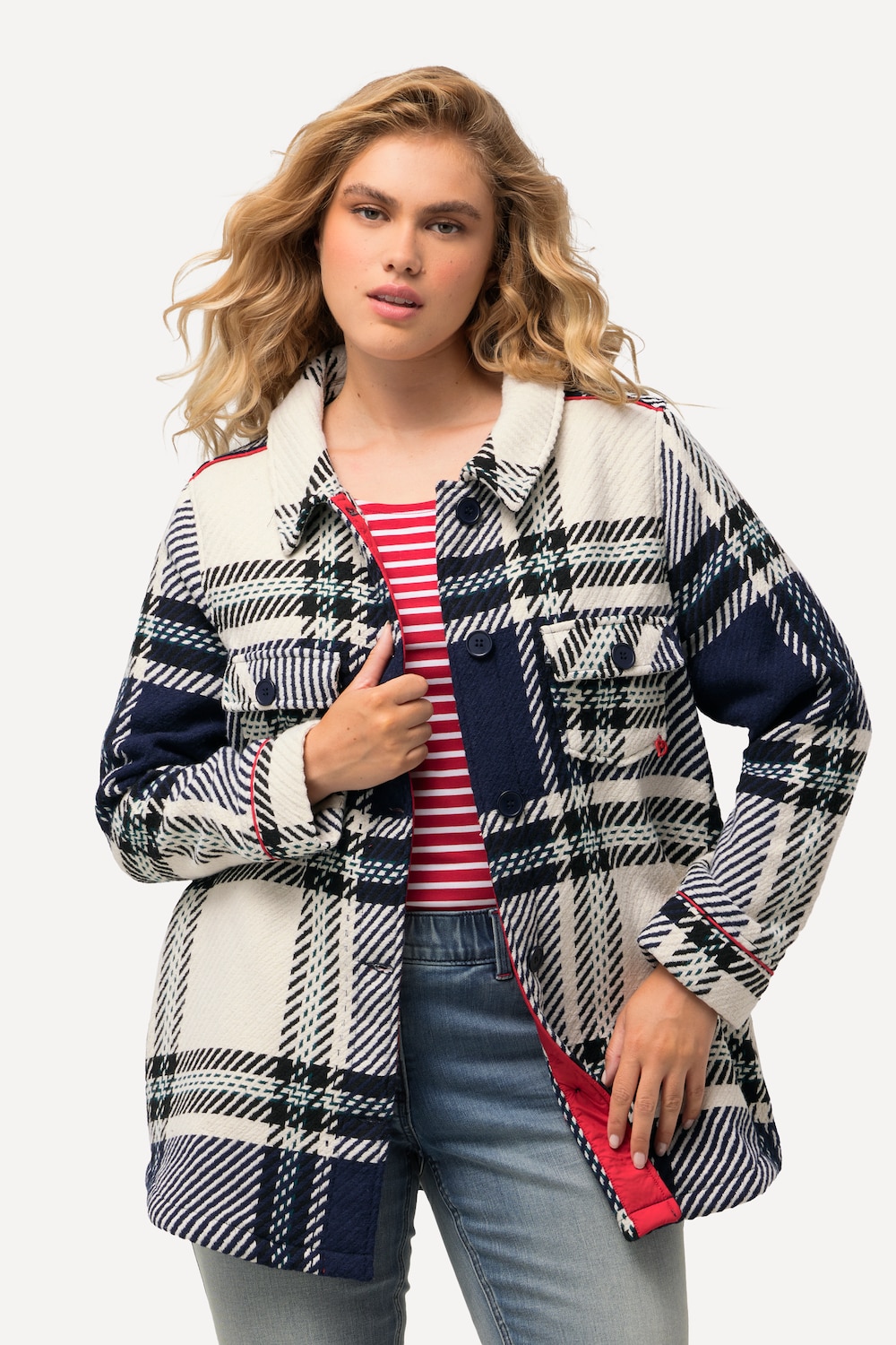 Große Größen Jacke, Damen, blau, Größe: 58/60, Polyester/Wolle, Ulla Popken von Ulla Popken