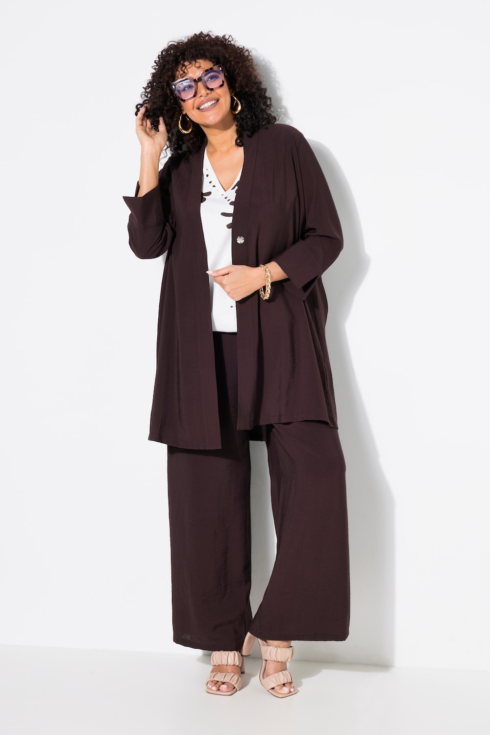 Große Größen Jacke, Damen, braun, Größe: 54/56, Viskose/Synthetische Fasern, Ulla Popken von Ulla Popken