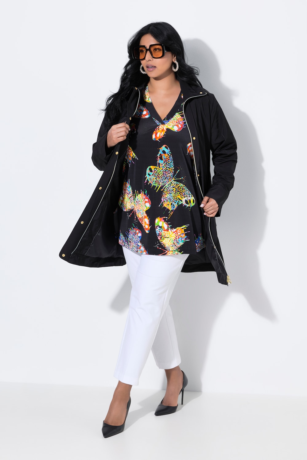 Große Größen Jacke, Damen, schwarz, Größe: 46/48, Polyester, Ulla Popken von Ulla Popken