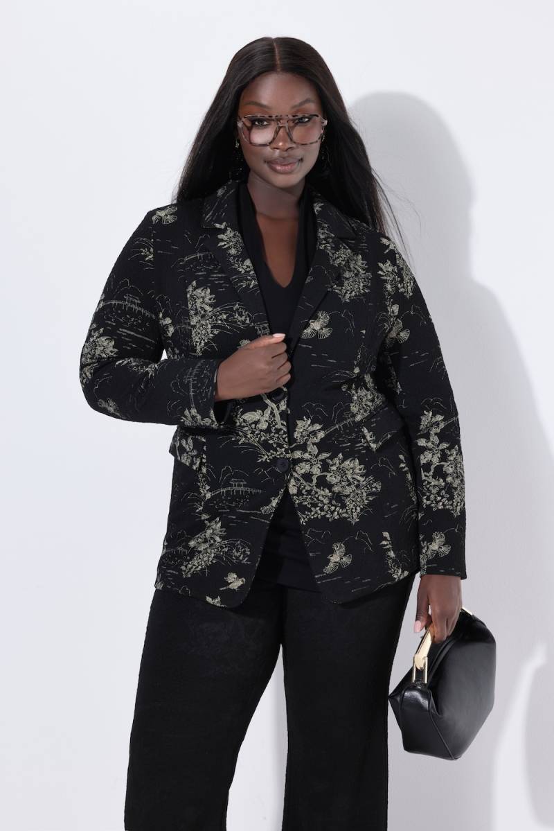 Große Größen Jacquard-Blazer, Damen, schwarz, Größe: 48, Polyester/Viskose, Ulla Popken Große Größen Jacquard-Blazer, Damen, schwarz, Größe: 48, Polyester/Viskose, Ulla Popken von Ulla Popken