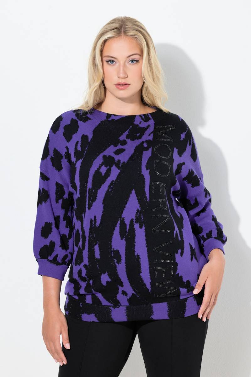 Große Größen Jacquard-Pullover, Damen, lila, Größe: 54/56, Synthetische Fasern/Baumwolle, Ulla Popken von Ulla Popken