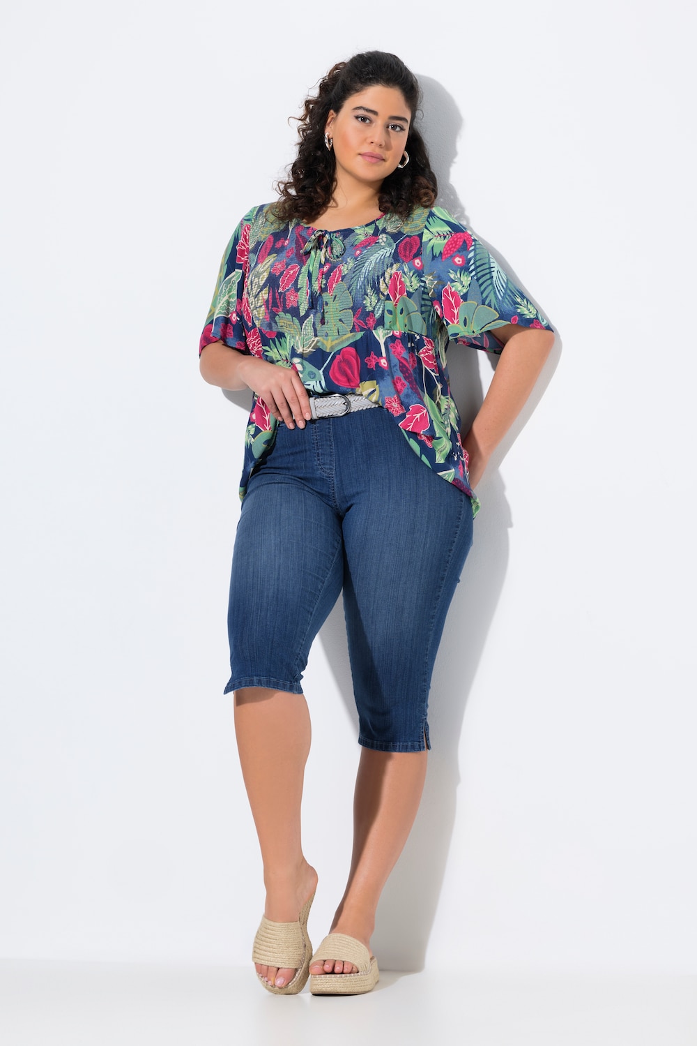 Große Größen Jeans-Capri Sienna, Damen, blau, Größe: 50, Baumwolle, Ulla Popken von Ulla Popken