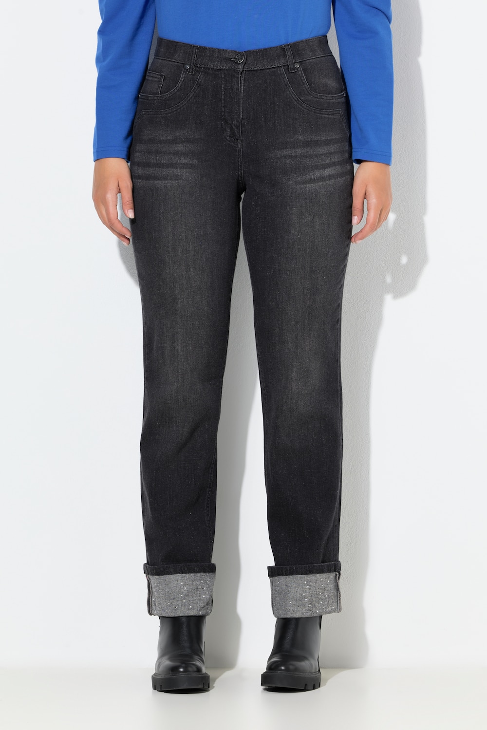 Große Größen Jeans Mandy, Damen, schwarz, Größe: 46, Baumwolle, Ulla Popken von Ulla Popken