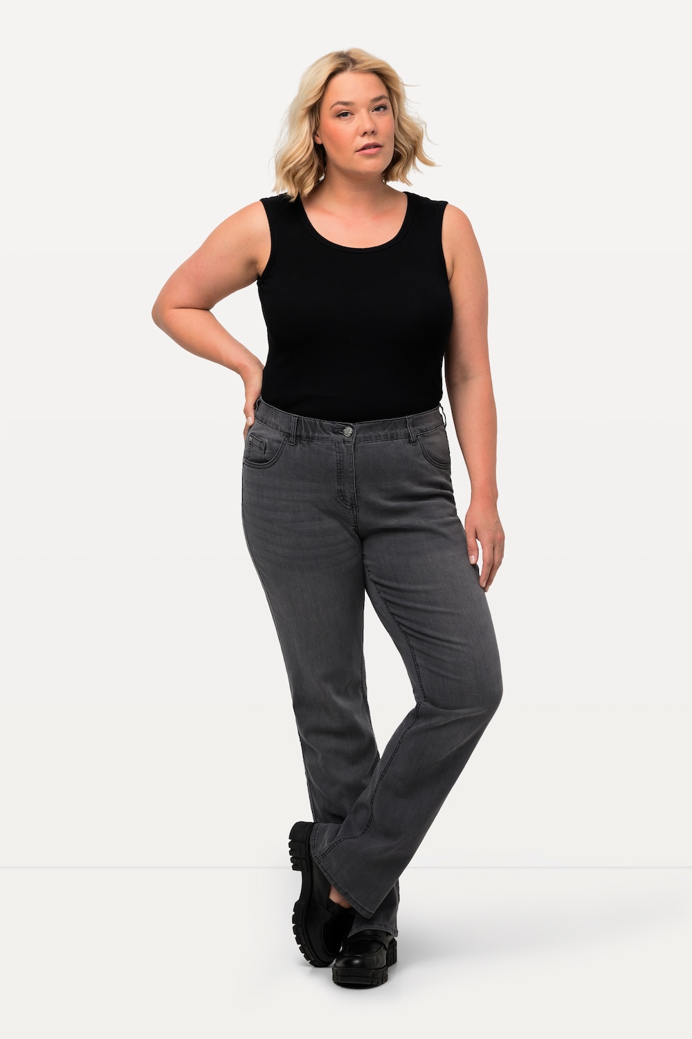 Große Größen Jeans Marie, Damen, beige, Größe: 104, Baumwolle/Polyester/Viskose, Ulla Popken von Ulla Popken