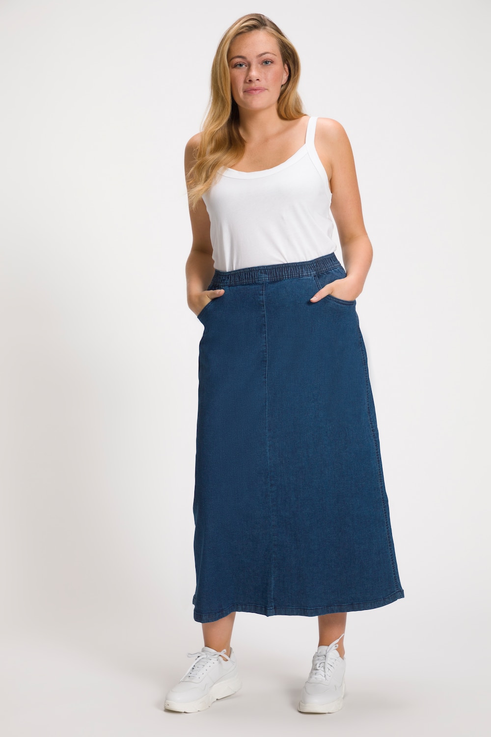 Große Größen Jeans-Rock, Damen, blau, Größe: 42/44, Baumwolle, Ulla Popken von Ulla Popken