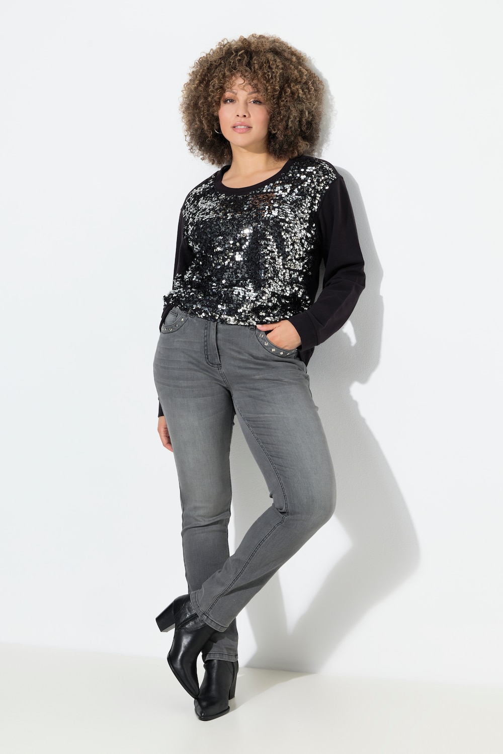 Große Größen Jeans Sarah, Damen, grau, Größe: 56, Baumwolle, Ulla Popken von Ulla Popken