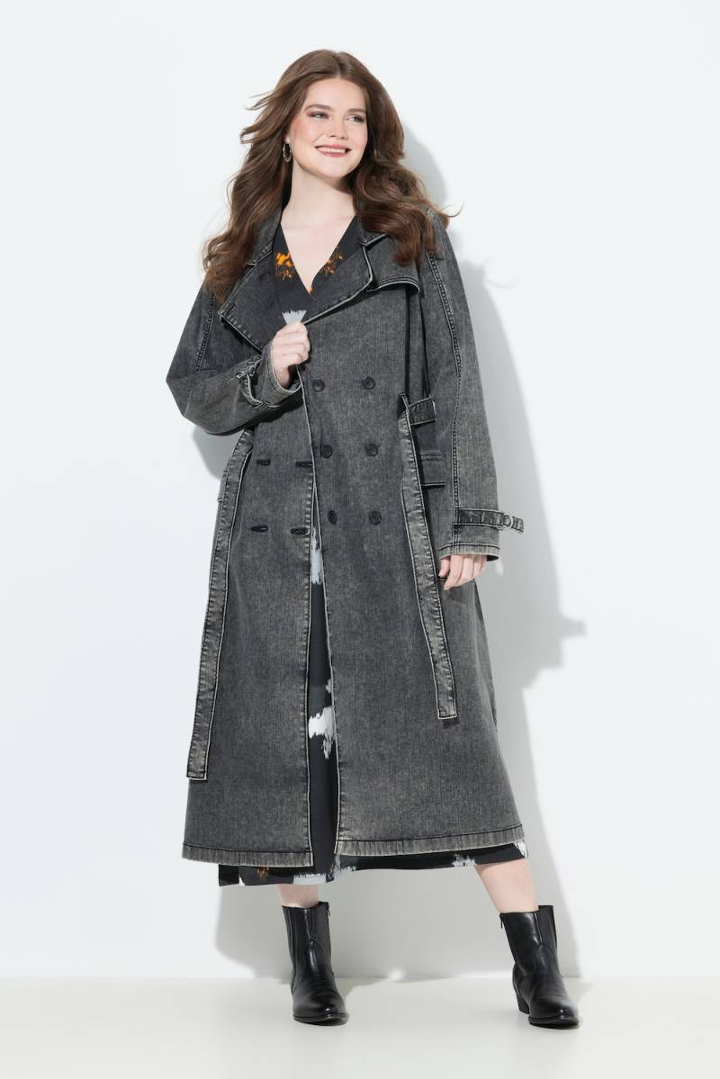 Große Größen Jeans-Trenchcoat, Damen, grau, Größe: 42/44, Baumwolle/Viskose, Ulla Popken von Ulla Popken