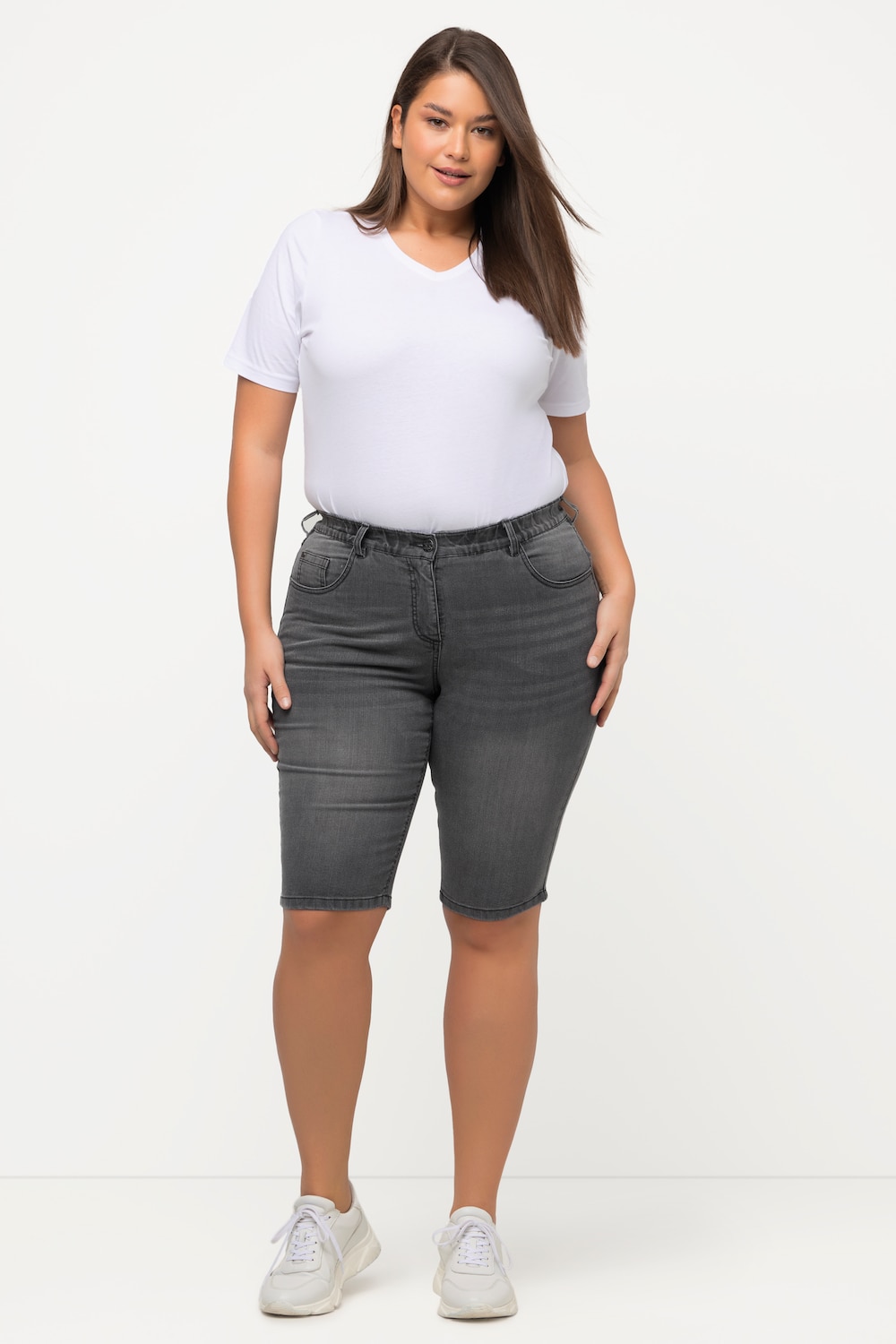 Große Größen Jeansbermuda Mandy, Damen, beige, Größe: 46, Baumwolle/Polyester/Viskose, Ulla Popken von Ulla Popken