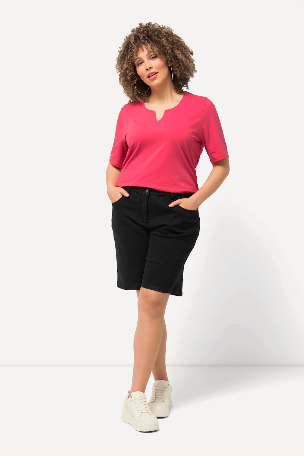 Große Größen Jeansbermuda Mandy, Damen, schwarz, Größe: 56, Baumwolle/Polyester/Viskose, Ulla Popken von Ulla Popken