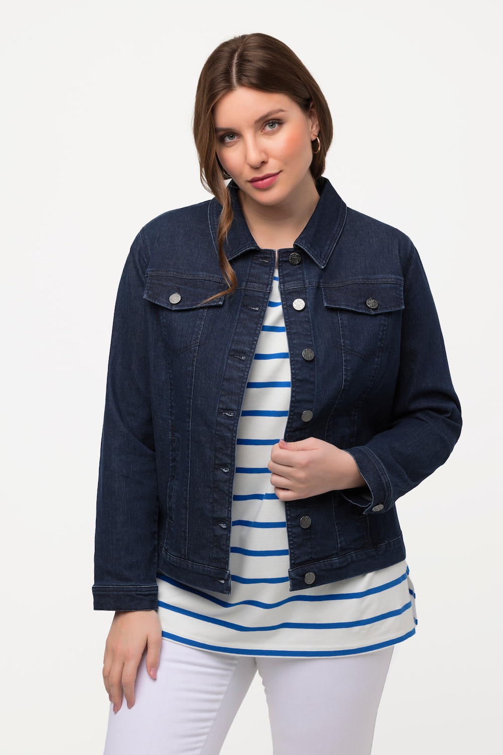 Große Größen Jeansjacke, Damen, blau, Größe: 52, Baumwolle/Polyester/Viskose, Ulla Popken von Ulla Popken