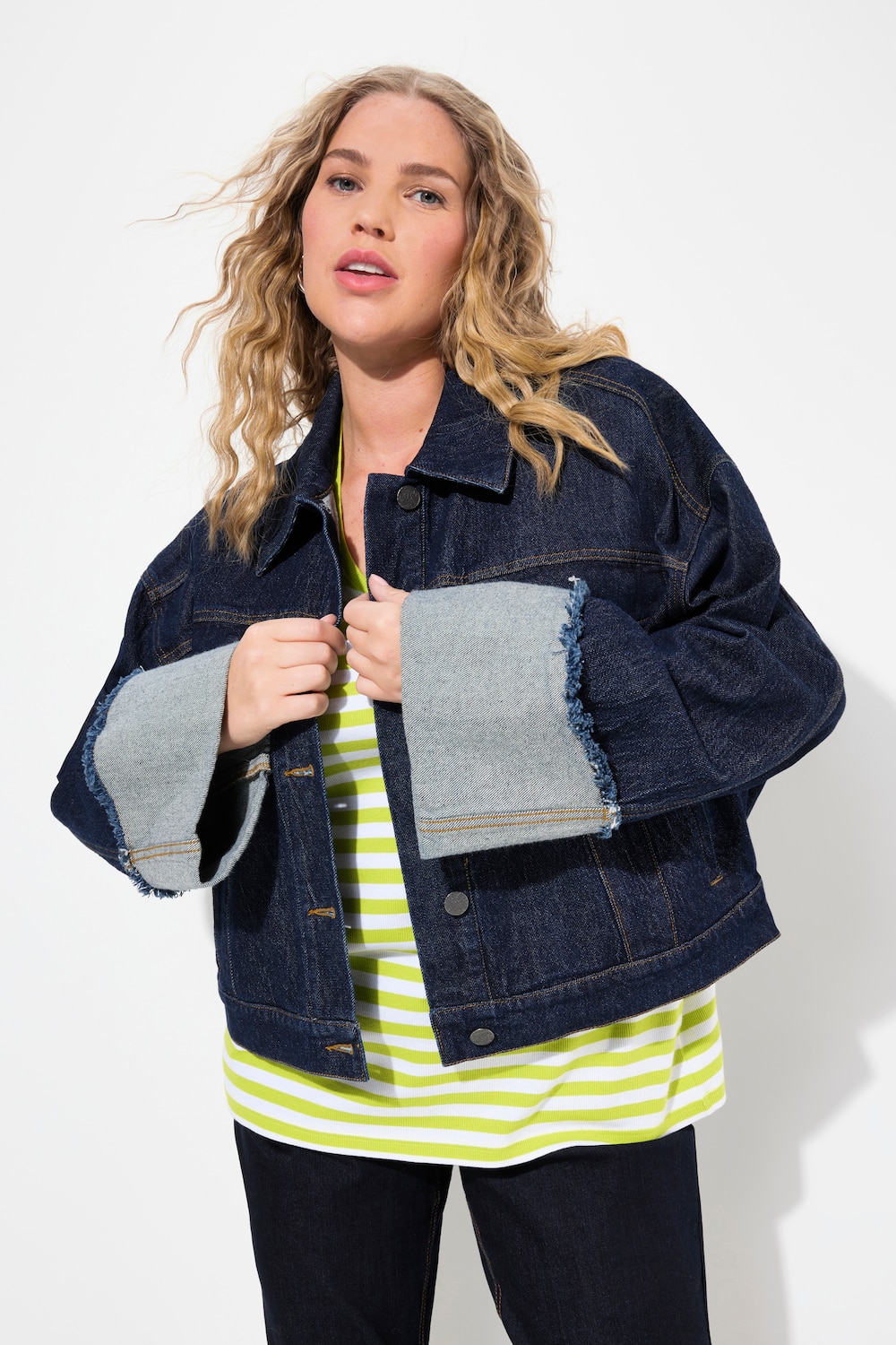 Große Größen Jeansjacke, Damen, blau, Größe: 54/56, Baumwolle, Ulla Popken von Ulla Popken