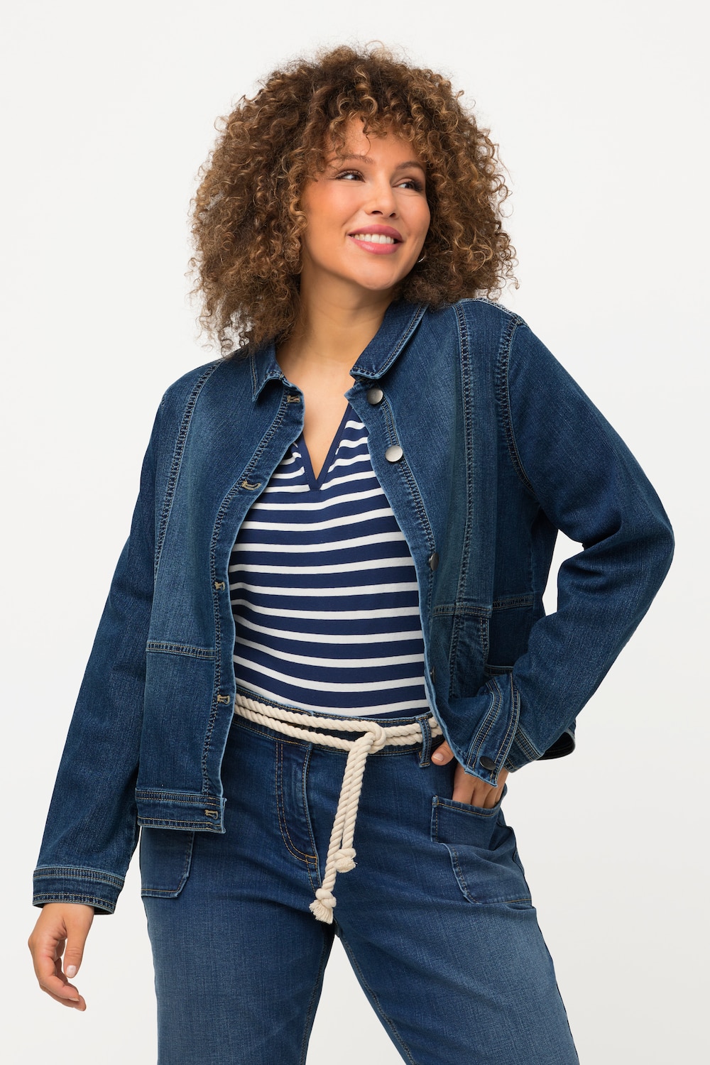 Große Größen Jeansjacke, Damen, blau, Größe: 58/60, Baumwolle/Polyester, Ulla Popken von Ulla Popken