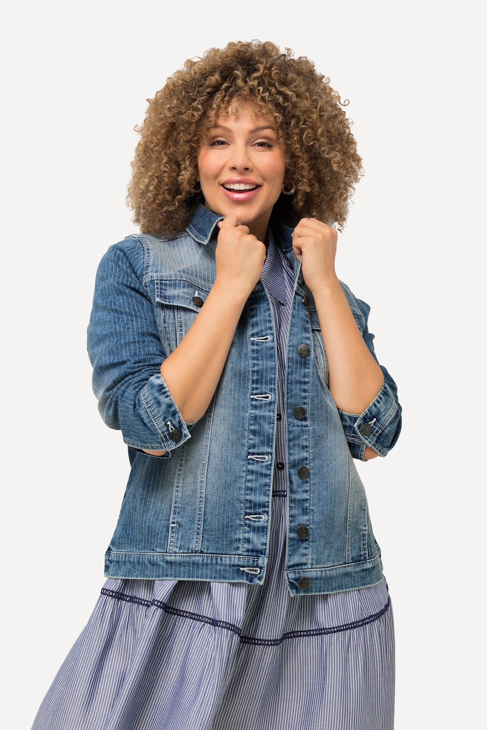 Große Größen Jeansjacke, Damen, blau, Größe: 58/60, Baumwolle/Polyester, Ulla Popken von Ulla Popken