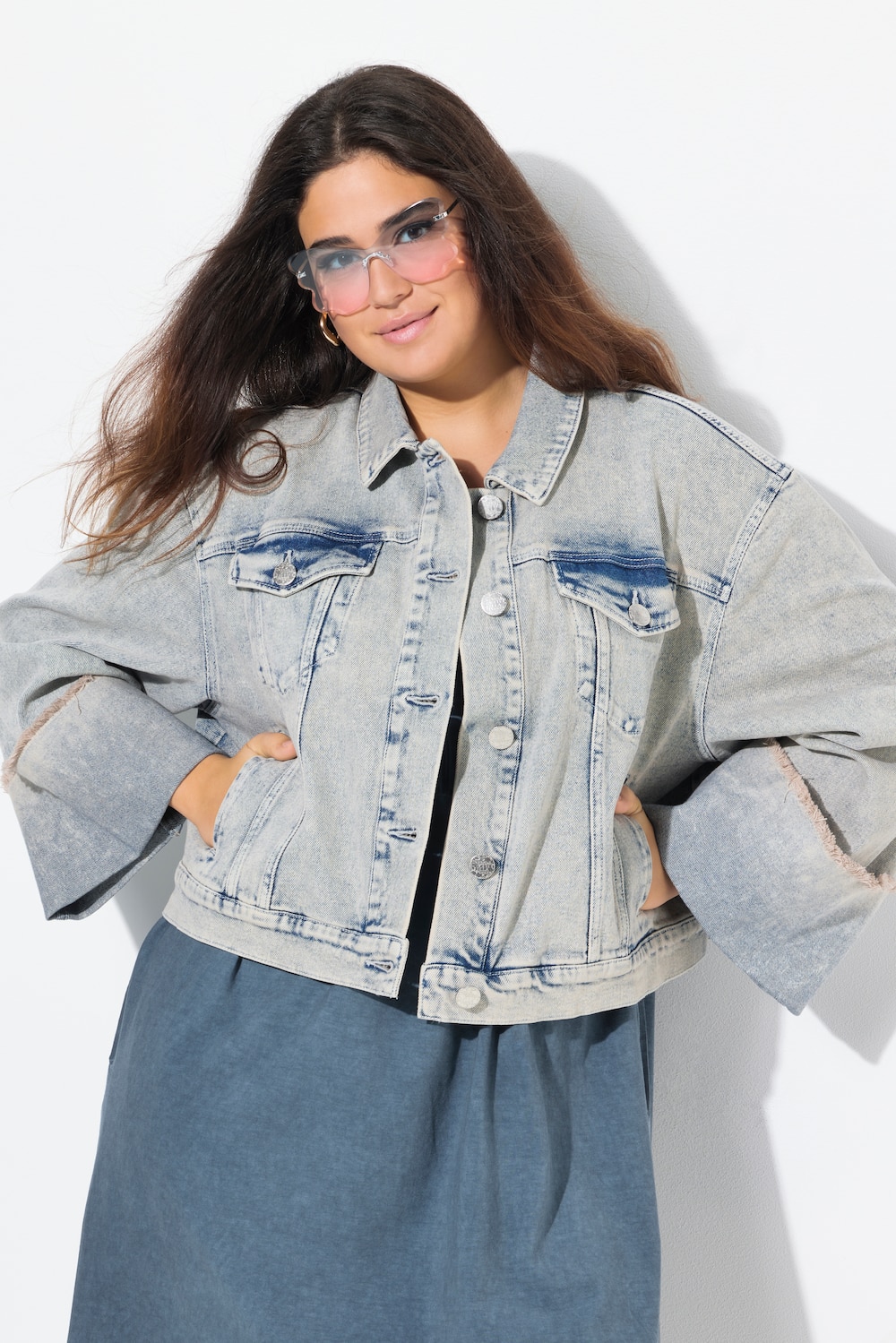Große Größen Jeansjacke, Damen, grau, Größe: 58/60, Baumwolle, Ulla Popken von Ulla Popken