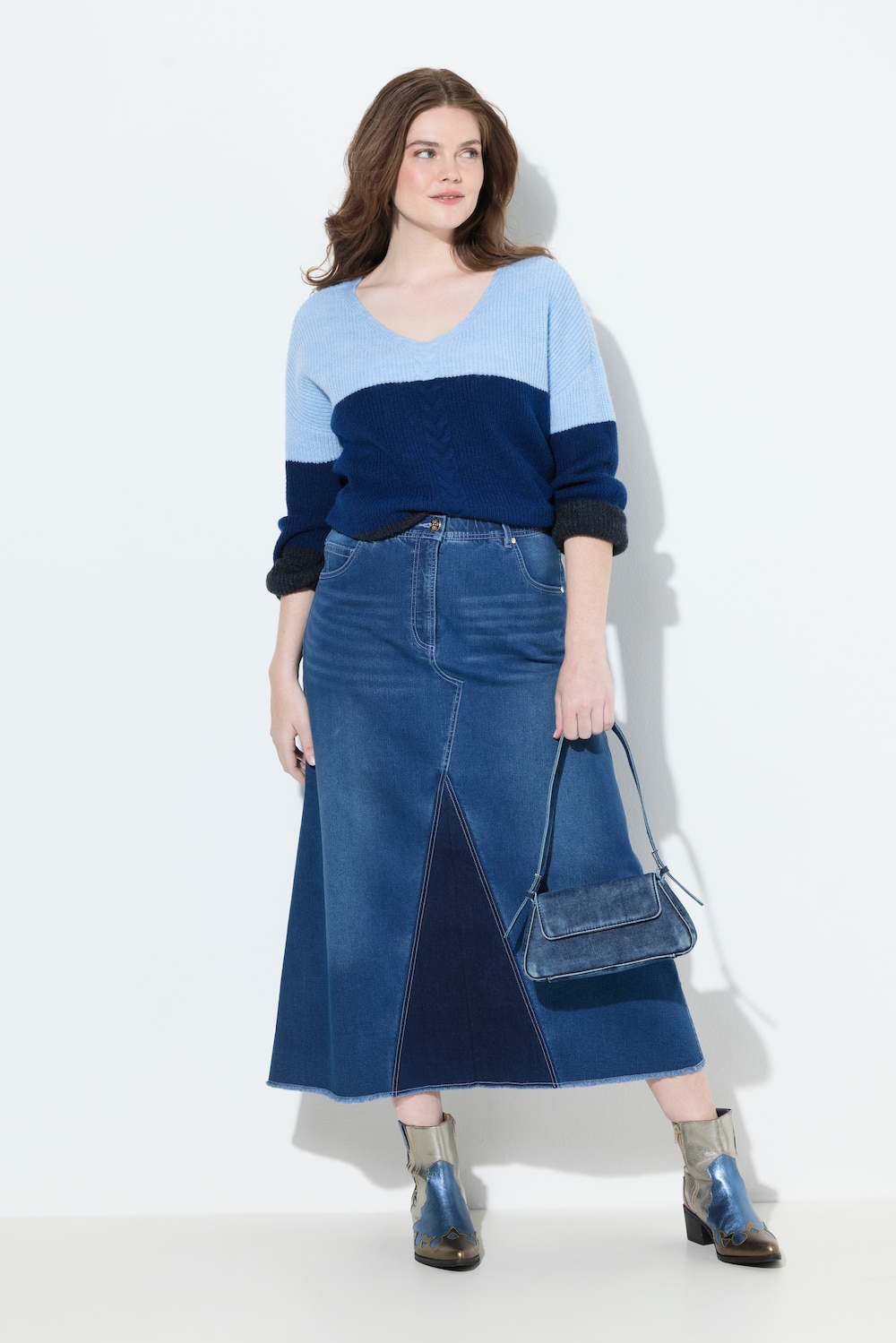 Große Größen Jeansrock, Damen, blau, Größe: 48, Baumwolle/Polyester/Viskose, Ulla Popken von Ulla Popken