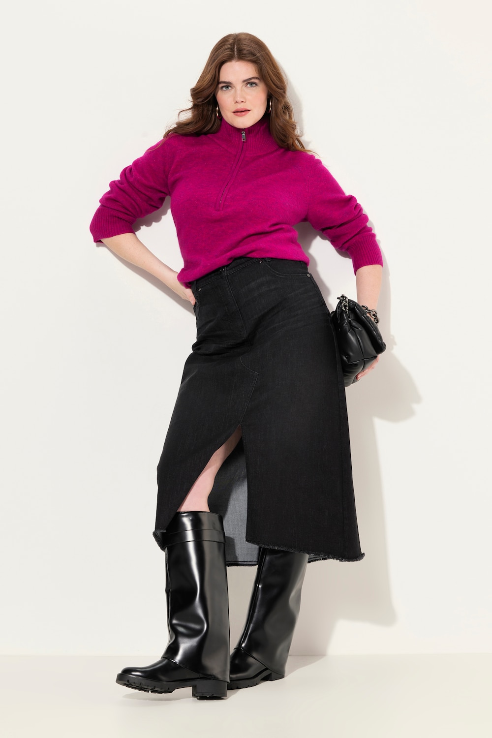 Große Größen Jeansrock, Damen, schwarz, Größe: 62, Baumwolle/Polyester, Ulla Popken von Ulla Popken