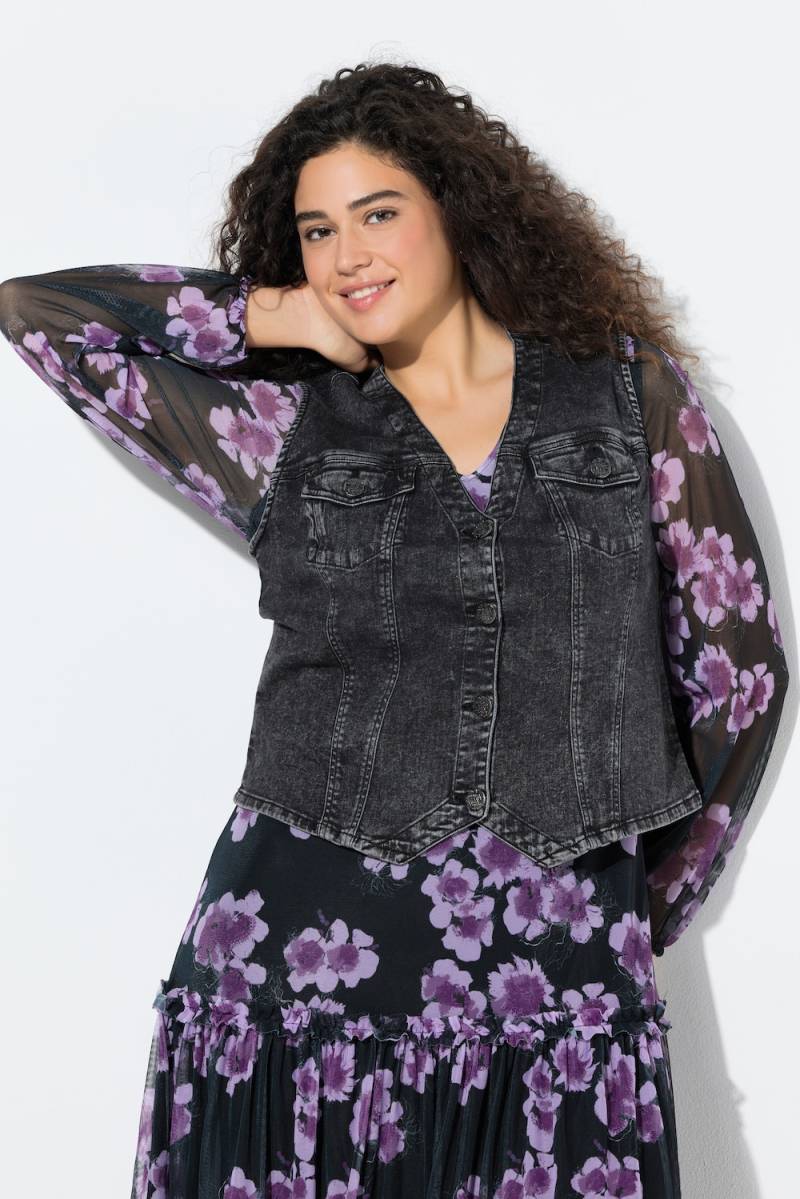 Große Größen Jeansweste, Damen, schwarz, Größe: 42/44, Baumwolle, Ulla Popken von Ulla Popken