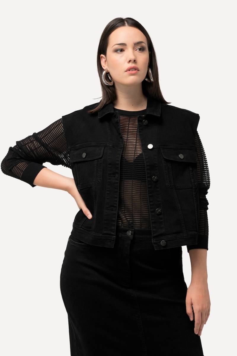 Große Größen Jeansweste, Damen, schwarz, Größe: 54/56, Baumwolle/Polyester, Ulla Popken von Ulla Popken