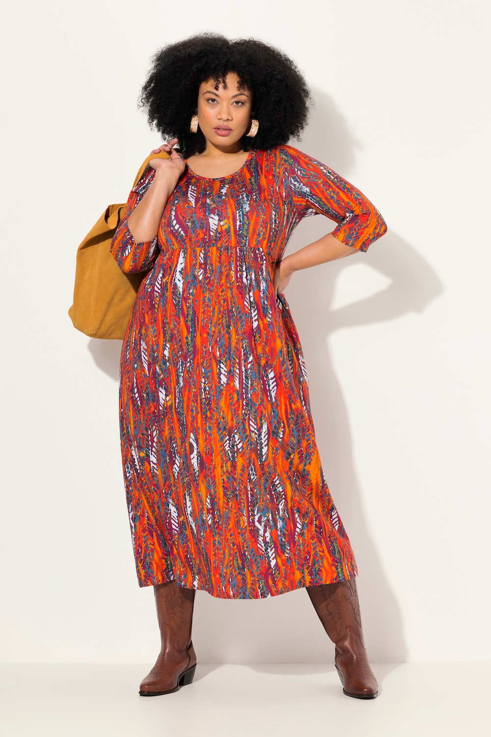 Große Größen Jersey-Maxikleid, Damen, braun, Größe: 54/56, Baumwolle, Ulla Popken von Ulla Popken